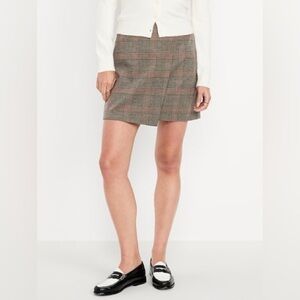 Old Navy High-Waisted Plaid Wrap-Front Mini Skirt, Size S nwt